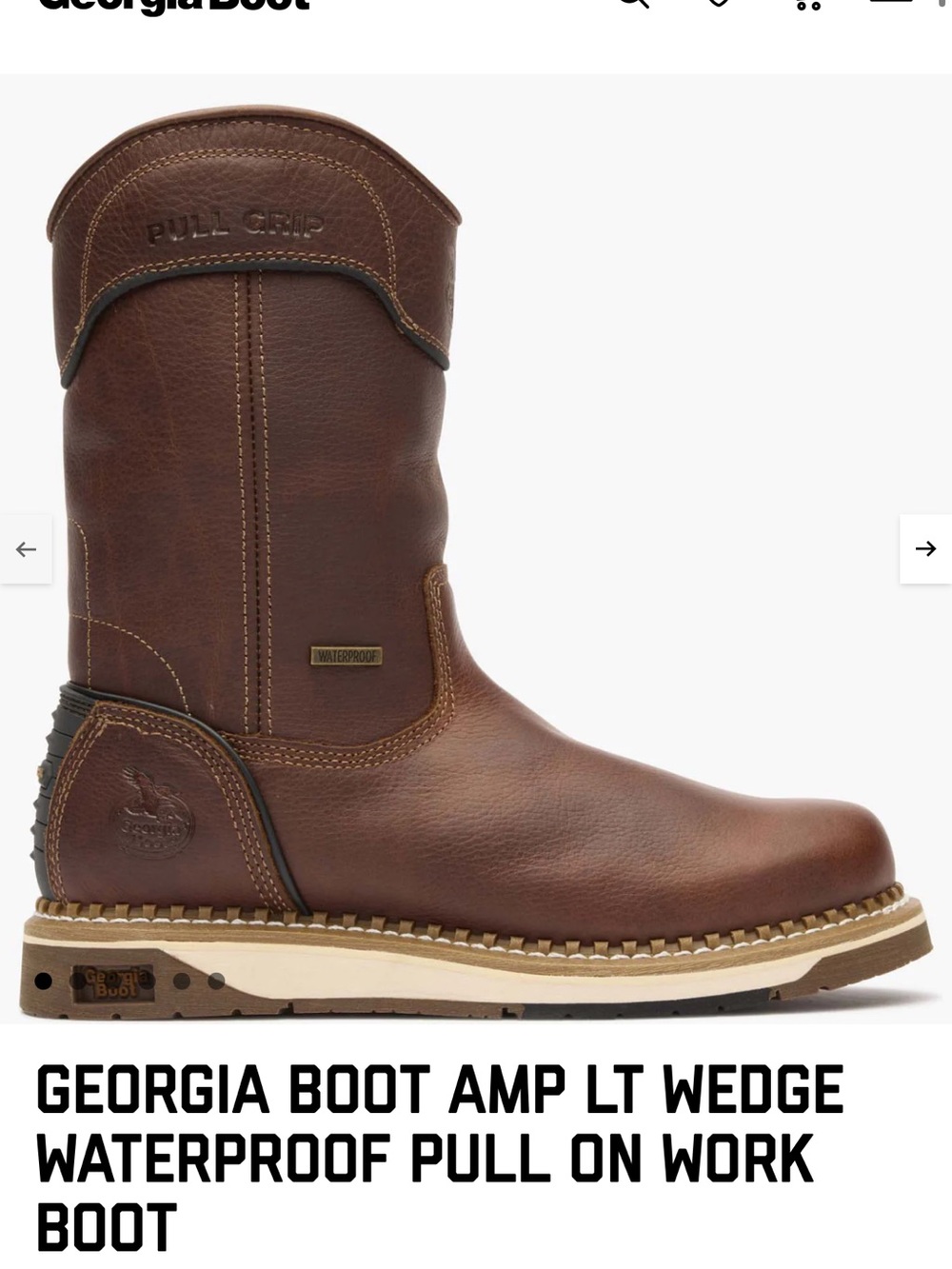 Georgia Boot Brown Waterproof Wedge Pull-On Work Boot
